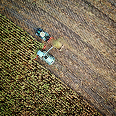 Tractor Cutting Field